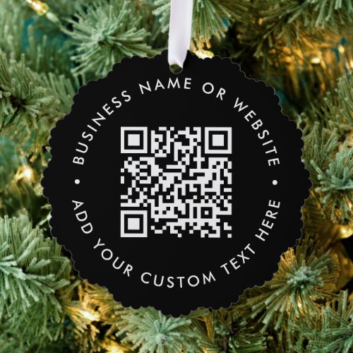 QR Code  Black Business Modern Christmas Ornament Card