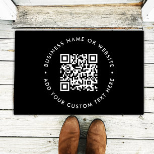 QR Code Black Business Modern Minimal Welcome Doormat