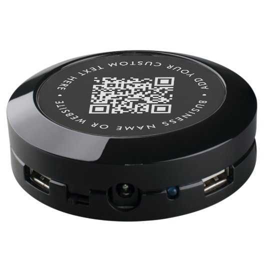 QR Code | Black Business Modern Professional USB Charging Station (Angled Back)