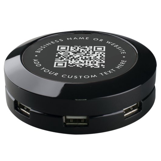 QR Code | Black Business Modern Professional USB Charging Station (Angled)