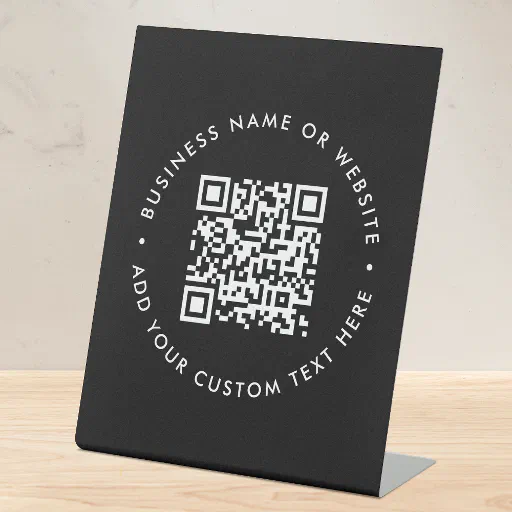 QR Code | Black Business Website Modern Stylish Pedestal Sign