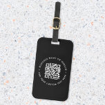 QR Code | Black Business Website Stylish Modern Luggage Tag<br><div class="desc">A simple custom black QR code luggage tag template in a modern minimalist style which can be easily updated with your QR code,  business name or website and custom text,  eg. scan me to... </div>
