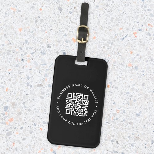 QR Code  Black Business Website Stylish Modern Luggage Tag