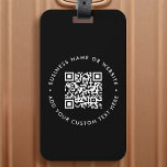 QR Code | Black Business Website Stylish Modern Luggage Tag<br><div class="desc">A simple custom black QR code luggage tag template in a modern minimalist style which can be easily updated with your QR code,  business name or website and custom text,  eg. scan me to... </div>
