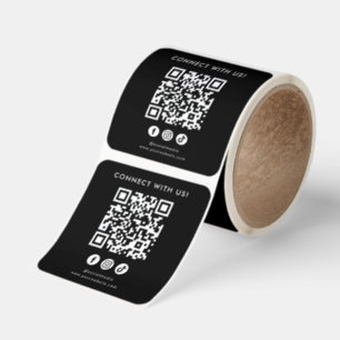 QR Code Black Connect with Us Social Media Label