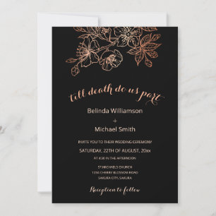 QR Code   Black Copper Floral   Goth Wedding Invitation