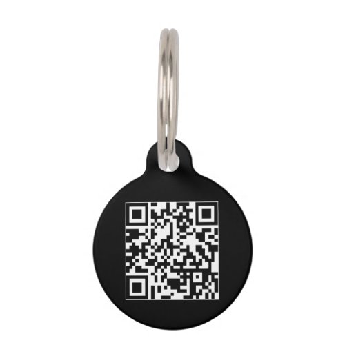 QR Code black custom contact Info dog cat Pet ID Tag