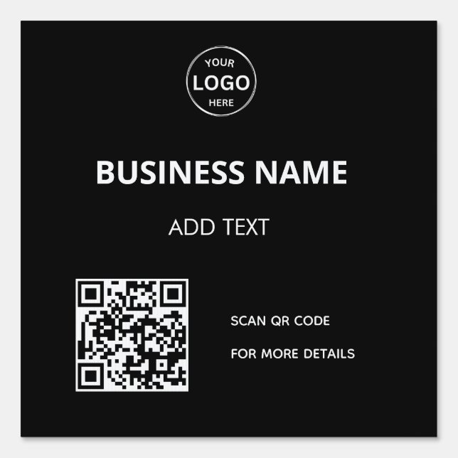 Qr code Black Logo Business Yard Sign (Front)