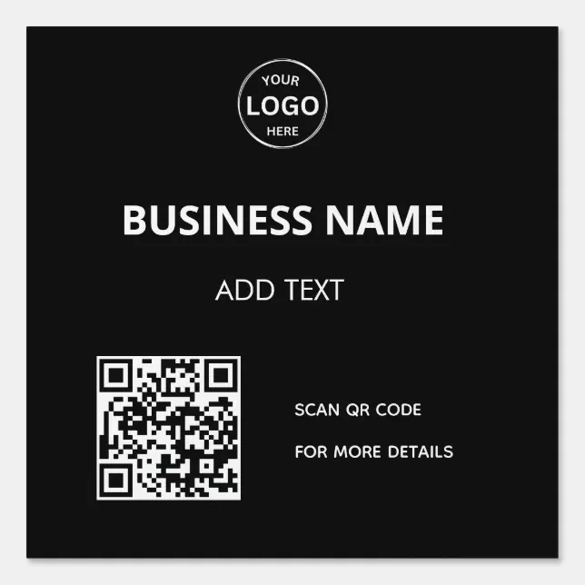 Qr code Black Logo Business Yard Sign | Zazzle
