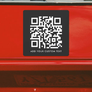 QR Code   Black Minimalist Modern Your Text Car Magnet
