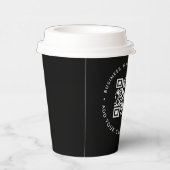 QR Code Black Modern Minimal Business Promotional Paper Cups | Zazzle