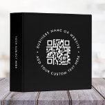 QR Code | Black Modern Minimal Stylish Business 3 Ring Binder<br><div class="desc">Simple custom black QR code binder in a modern minimalist style which can be easily updated with your QR code,  business name or website and custom text,  eg. scan me to...  #QRcode #binder</div>