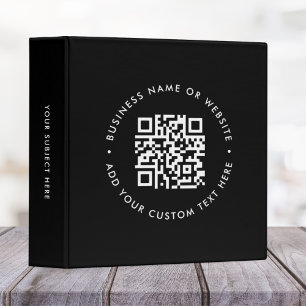 QR Code   Black Modern Minimal Stylish Business 3 Ring Binder