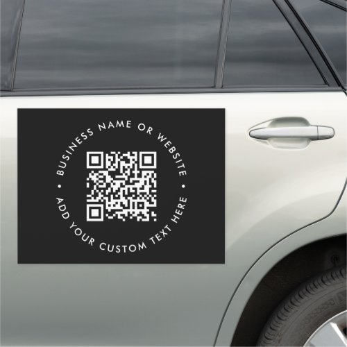 QR Code  Black Modern Minimal Stylish Business Car Magnet