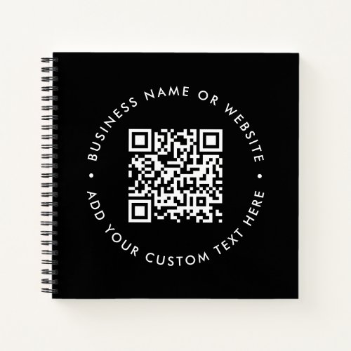 QR Code  Black Modern Minimal Stylish Business Notebook