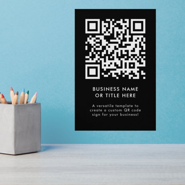 QR Code | Black Modern Minimalist Simple Business Wall Decal (Home Office 3)
