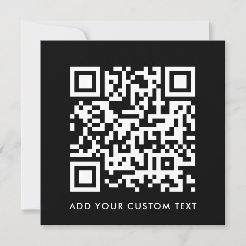QR Code  Black Modern Minimalist Stylish Square  Invitation