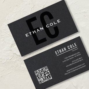 QR Code Black Modern professional Business Card