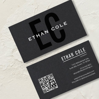 QR Code Black Modern professional Business Card
