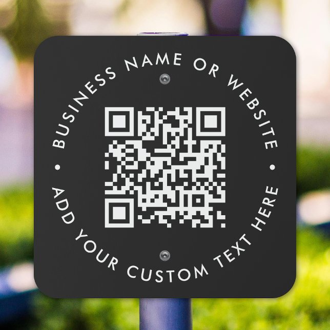 QR Code | Black Modern Scannable Business Parking Metal Sign (Interactive editable QR code metal sign to promote your business, products or services.)