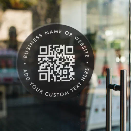 QR Code | Black Modern Stylish Business Store Window Cling