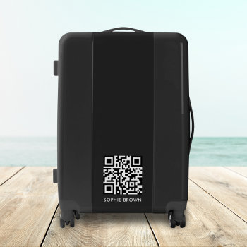 Qr Code Black Modern Stylish Virtual Contact Lost Luggage by GuavaDesign at Zazzle