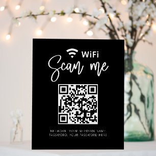 QR Code Black Modern Wifi Network Business Foam Board