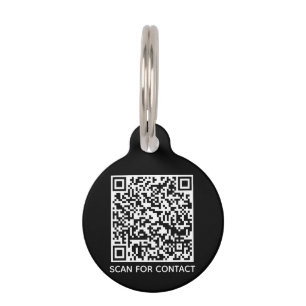 QR Code black scannable contactless contact Info Pet ID Tag