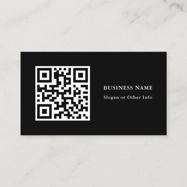 QR Code Black Simple Business Card (Front)