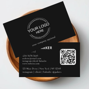 QR Code Black & White  Business Card
