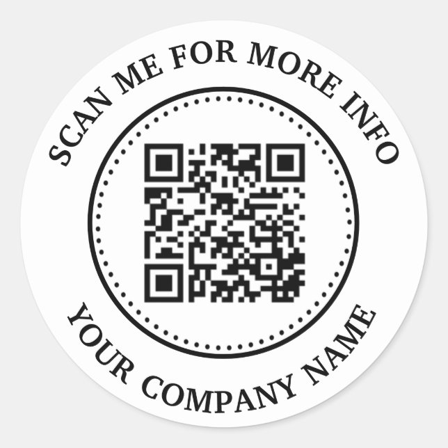 QR Code Black White Classic Round Sticker (Front)