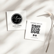 Qr Code Black White Custom Logo Connect With Us Square Business Card at Zazzle