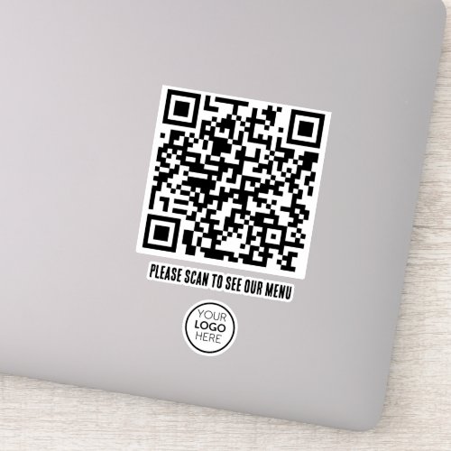  QR Code Black White Menu Logo Contactless Modern  Sticker