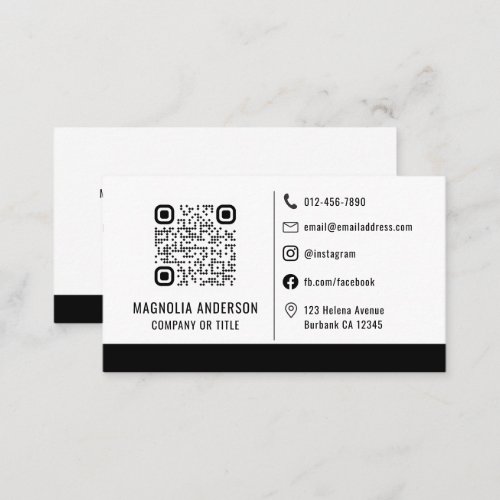 QR Code Black White Minimalist Icons  Business Card