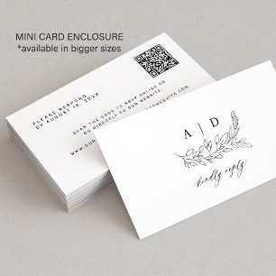 QR code black white monogram wedding website RSVP Enclosure Card