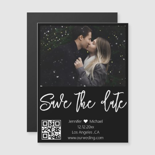 qr code black white  photo save the date magnet