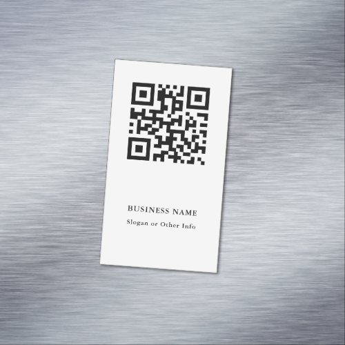 QR Code Black  White Simple Business Card Magnet