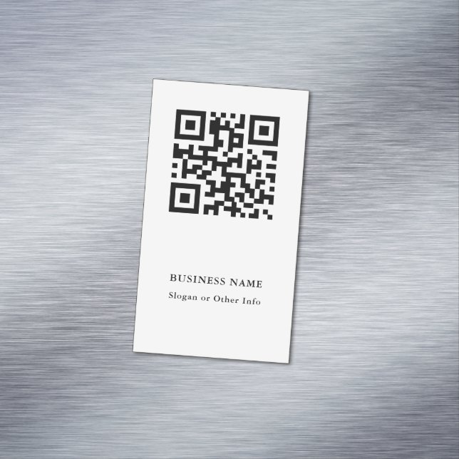 QR Code Black & White Simple Business Card Magnet (In Situ)