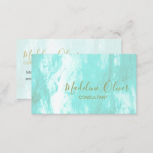 QR Code Blue Aqua Modern Watercolor Business Card