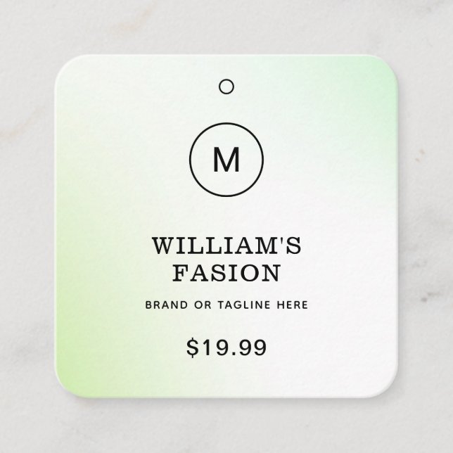 QR Code | Blue Clothing Label Price Hang Tag (Front)