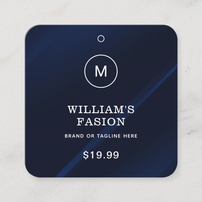 QR Code | Blue Clothing Label Price Hang Tag (Front)