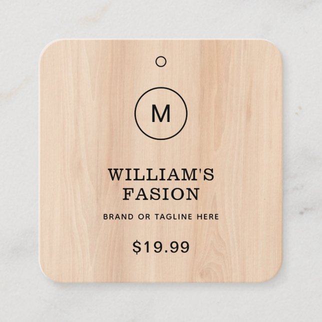 QR Code | Blue Clothing Label Price Hang Tag (Front)