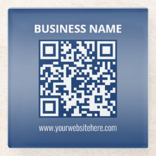QR Code Blue (or any color) Gradient Glass Coaster