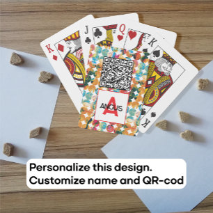 QR-code Blue Orange Grunge Circle Abstract Modern Poker Cards
