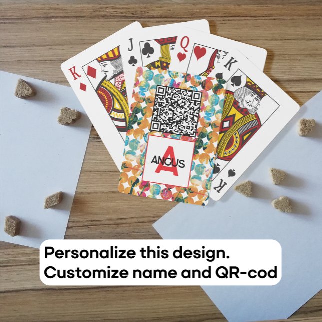 QR-code Blue Orange Grunge Circle Abstract Modern Poker Cards (Creator Uploaded)