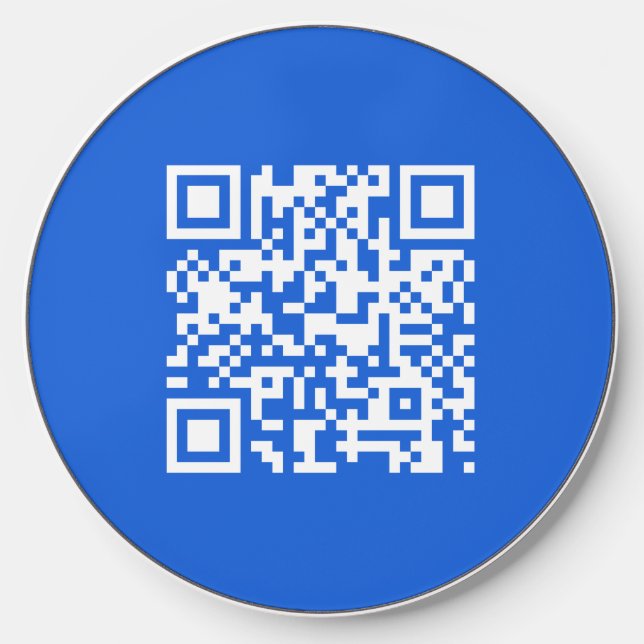 QR Code  Blue & White Modern Minimalist Wireless Charger (Front)