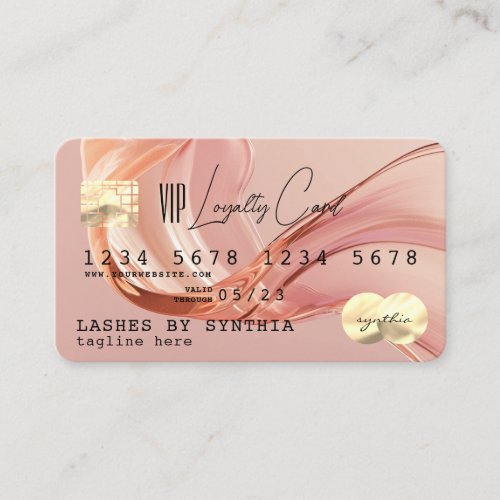 QR code Blush Modern Business Loyalty Credit Card 