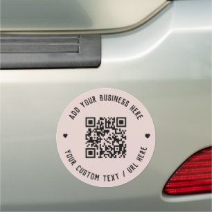 QR Code Blush Pink Business Modern Budget Car Magnet