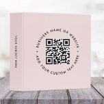 QR Code | Blush Pink Feminine Business Promotional 3 Ring Binder<br><div class="desc">Simple custom blush pink QR code binder in a modern minimalist style which can be easily updated with your QR code,  business name or website and custom text,  eg. scan me to...  #QRcode #binder</div>