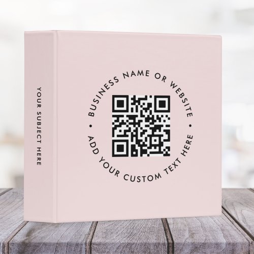 QR Code  Blush Pink Feminine Business Promotional 3 Ring Binder